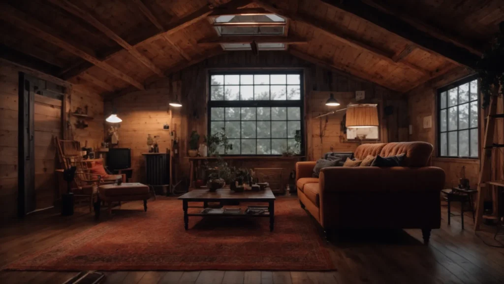 a vintage attic with intricate knob and tube wiring contrasting with a modern grounded electrical installation.