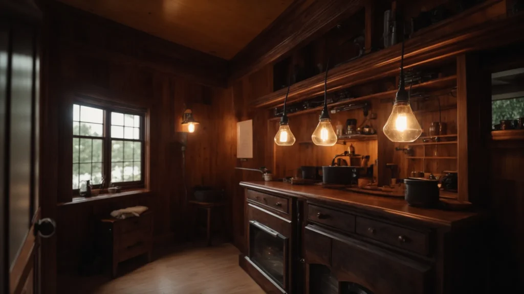 a vintage home interior with exposed knob and tube wiring in central indiana, showcasing the outdated electrical system's historic features and potential hazards.